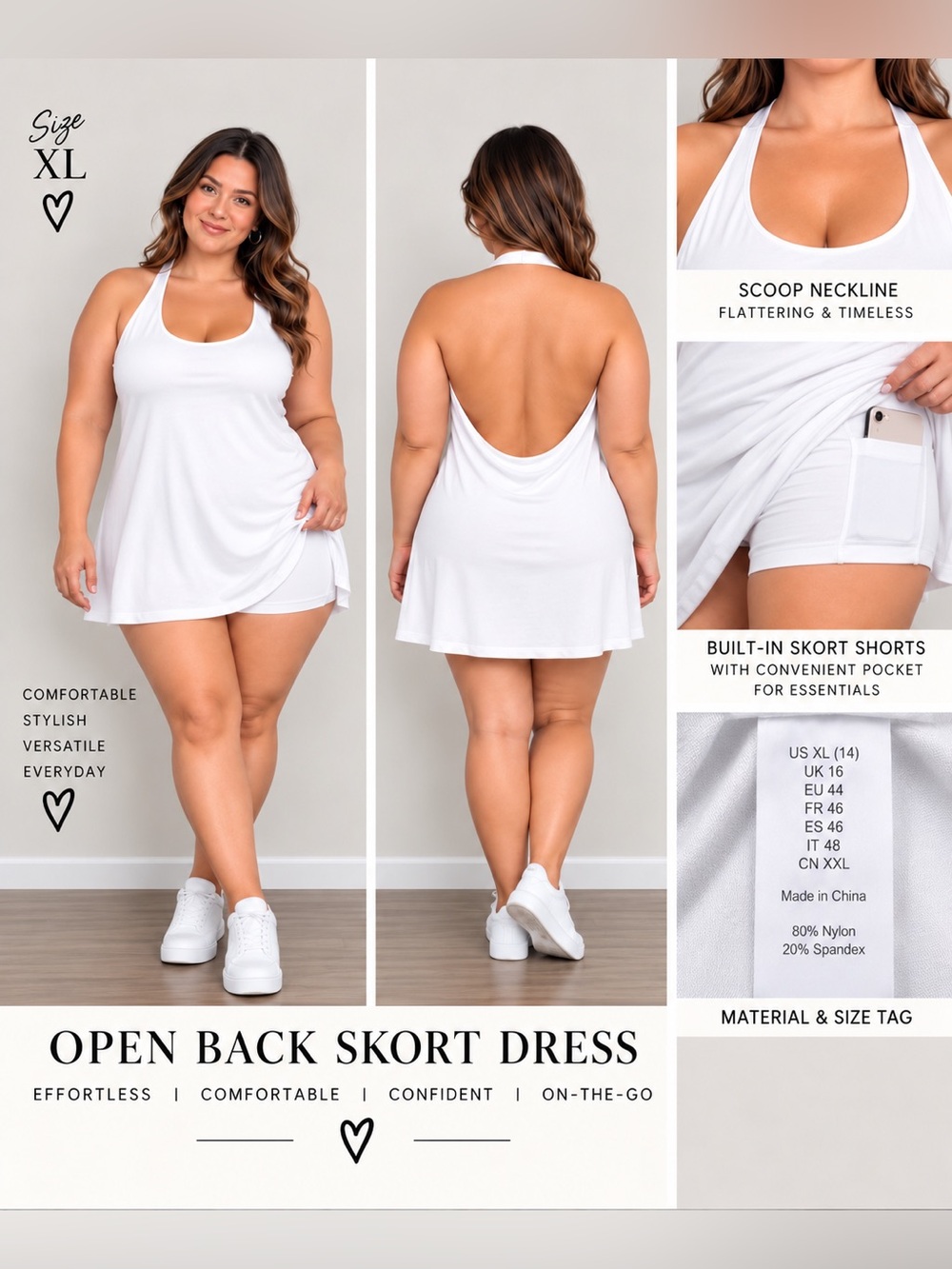 Open Back Skort Dress - White